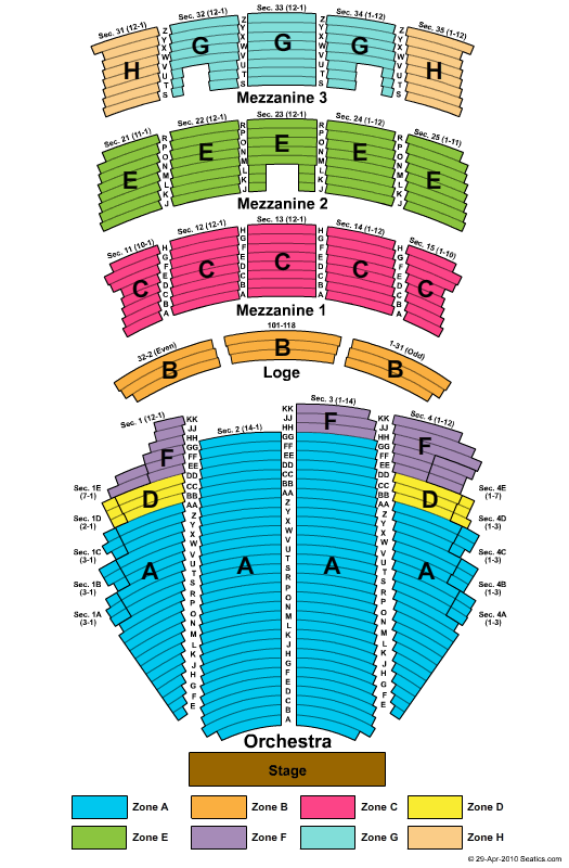 Paramount Theatre Seating Chart